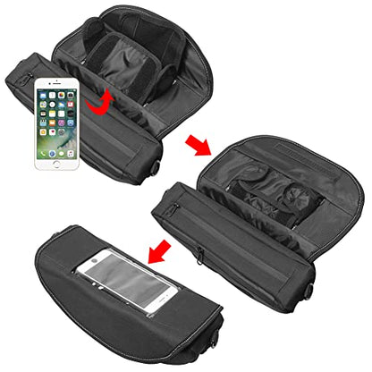 H RUO Waterproof Handlebar Storage Bag Motorcycle Bike Handle Bar Bag with Phone Pouch Compatible with bmw F750GS F850GS R1200GS Triumph Honda Yamaha Suzuki