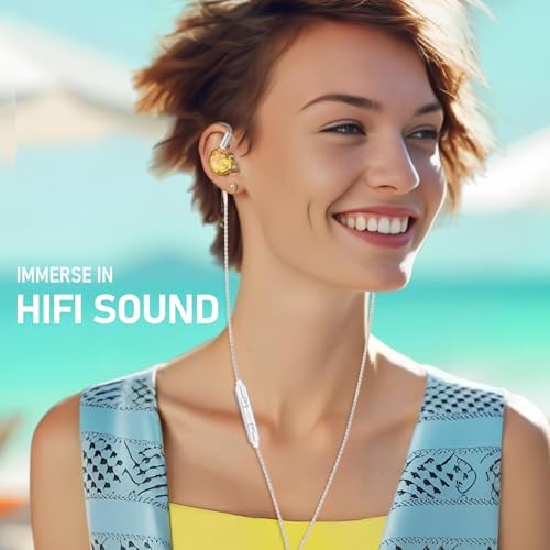 Audiovance Vibes 202ML HiFi Wired Earbuds for iPhone 14/13/12/11/X, Pro Max - color: 5-Yellow