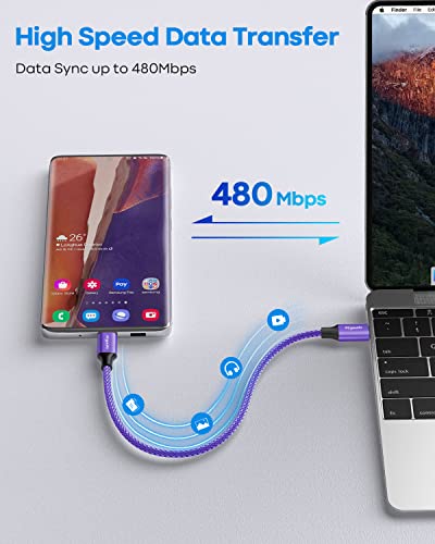 etguuds USB C to USB C Cable 1ft, 2-Pack 60W C to C Cable Fast Charging - color: Purple, size: 1ft