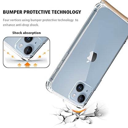 for iPhone 14 Crossbody Case Clear Wearable Adjustiable Shoulder Neck Lanyard Strap Cover Women Girls Soft Slim Protective Hanging Phone Mobile Case for iPhone 14 - Beige - size: for iPhone 14