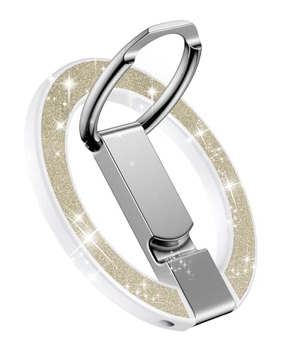 AILKIN Magnetic Phone Ring Holder Grip for Back of Phone, MagSafe Kickstand - color: Gold Bling