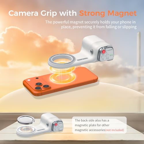 COMITOK Phone Camera Grip MOCA ARCO for Video Recording with Thumb Rest Area Design for iPhone Pro Max, with Enhanced Phone Mount & Detachable Remote for Easy Shooting, Video Call, Support iOS17/18/26 - style: MOCA ARCO