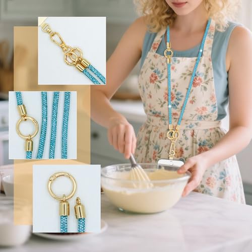 ABJFJE Crystal Phone Lanyard Crossbody & Wrist Strap Phone Strap Crossbody & Wrist Lanyard Anti Theft Phone Strap for Women - color: Lakeblue Crystal