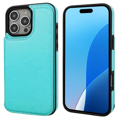 ONETOP for iPhone 16 Pro Max Wallet Case with Credit Card Holder,LightBlue | Kickstand,ID/Cash Holder,Case Wallet with Card Slots,Double Magnetic Clasp,Durable PU Leather Shockproof Cover for Women Men - color: Light Blue