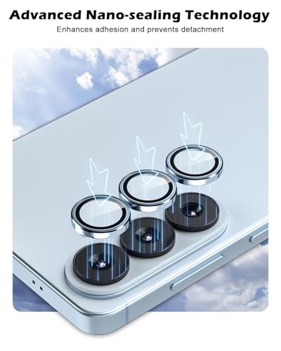 CloudValley for Samsung Galaxy S26 Camera Lens Protector, 9H Tempered Glass + Aluminum Alloy Lens Protective Ring Ultra-HD Tempered Glass Cover,Blue - color: Blue