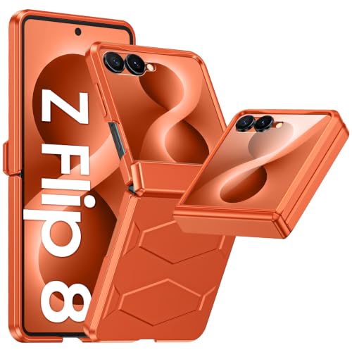 Vizvera for Samsung Galaxy Z Flip 8 Case with Hinge Protection, Built-in Screen Protector Shockproof All-Inclusive Phone Cover for Z Flip 8-Orange - color: Orange, size: Z Flip 8