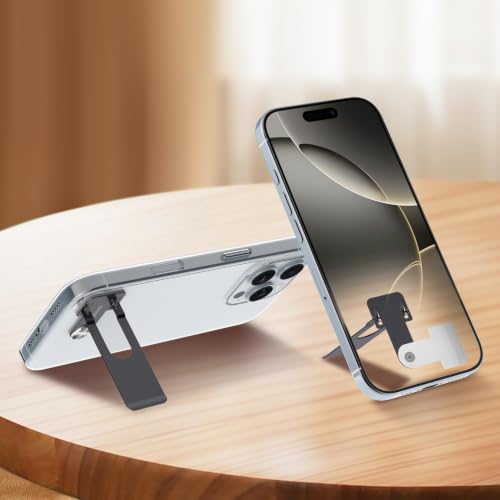 Phone Slim Stand Thin Kickstand, Ultra Thin Vertical Horizontal Universal Steel Metal Stable Mount Attachable Pocket Friendly Phone Holder for iPhone Samsung Phone Case (Black 1-Pack) - color: Black