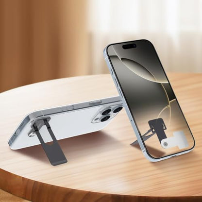 Phone Slim Stand Thin Kickstand, Ultra Thin Vertical Horizontal Universal Steel Metal Stable Mount Attachable Pocket Friendly Phone Holder for iPhone Samsung Phone Case (Black 1-Pack) - color: Black