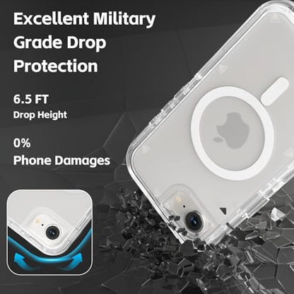 Follaroma Magnetic for iPhone 16e & iPhone 17e Case, Heavy Duty Cases,Clear | Compatible with MagSafe, Heavy Duty Shock proof Protection, Military-Grade Anti-Drop, Dual Layer Transparent Protective Cover - color: Clear, size: iPhone 16e/iPhone 17e 6.1''
