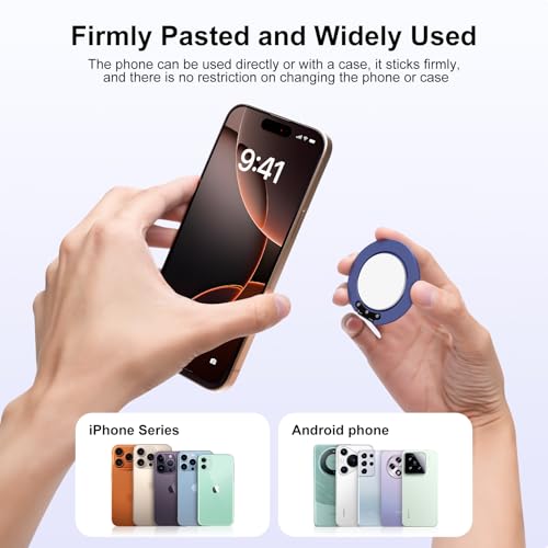 Cell Phone Ring Holder 360° Rotation Universal Metal Phone Grip Finger Ring Stand (Purple)
