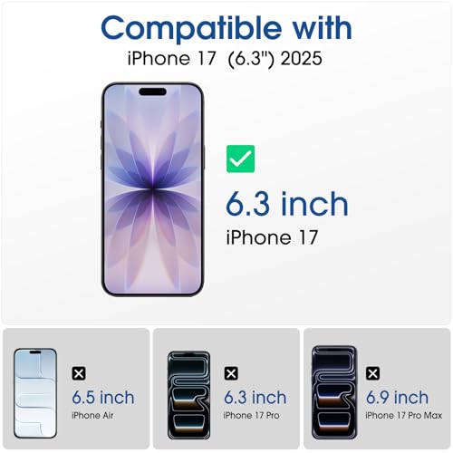 amFilm OneTouch for iPhone 17 Screen Protector 6.3'' Tempered Glass - size: IPH17-6.3”