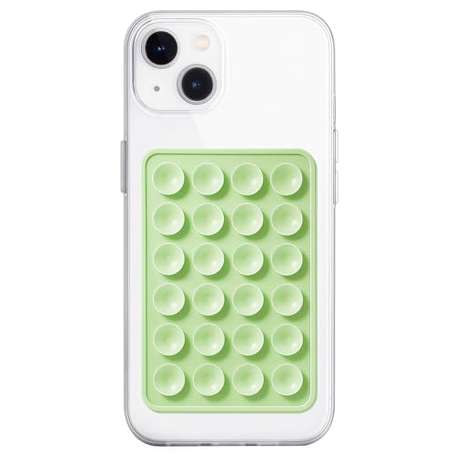 Anteel Silicone Suction Phone Case Mount, Non Slip Sticky Phone Grip for Cellphone, Silicon Adhesive Suction Cup Phone Mount, Strong Grip Holder for Selfies and Videos (Light Green) - color: Light Green