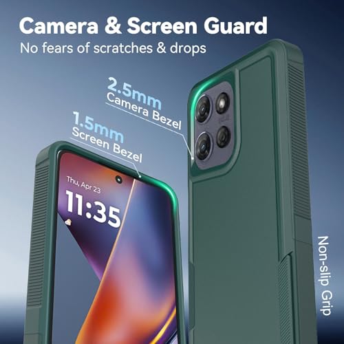 for Moto G 2025 Case, Motorola Moto G 5G 2025 Case, with Glass Screen Protector, 15ft Military-Grade Drop Protection, Dual Layer Full Body Shockproof Phone Case, Green