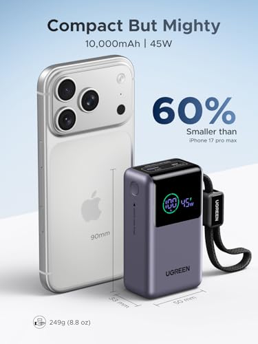 UGREEN Nexode Pro 10000mAh 45W Mini Power Bank for iPhone 18 Pro & Galaxy S26 - color: Grey