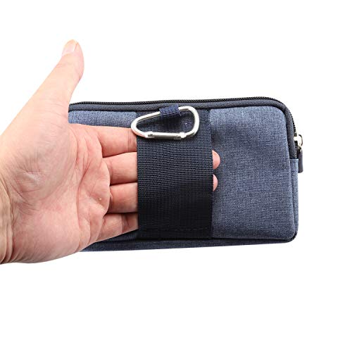 Men's Mobile Phone Holster with Belt Clip, Cell Phone Belt Clip Bag, Zipper Smartphone Waist Bag Mobile Phone Holster Belt Pouch Fanny Pack Wallet with Carabiner Belt Loop for Outdoor Sport Travel - color: Blue