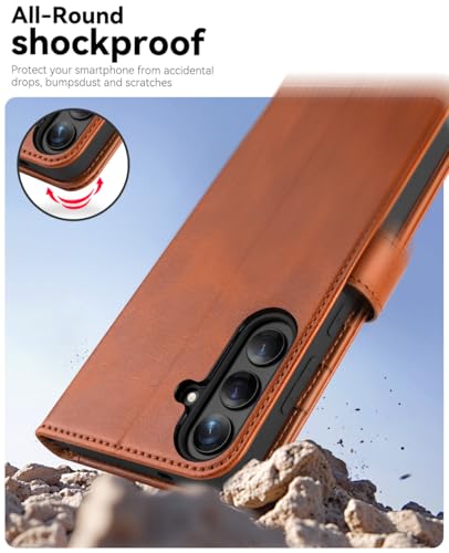 OCASE Compatible with Galaxy S25 Wallet Case, PU Leather Flip Folio Case with Card Holders RFID Blocking Kickstand [Shockproof TPU Inner Shell] Protective Phone Cover 6.2 Inch 2025, Brown - color: Brown, size: Samsung Galaxy S25