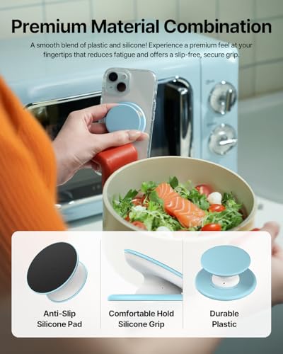 Sinjimoru Magnetic Phone Grip for MagSafe, Soft Silicone, Blue - color: Blue