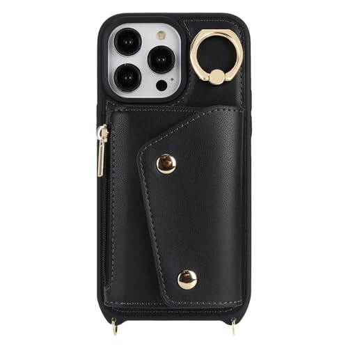 Lipvina Crossbody Wallet Case for iPhone 13 Pro,Black - color: 01-Black, size: iPhone 13 Pro 6.1"