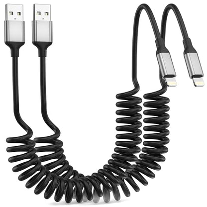 Coiled USB to Lightning Cable,2Pack Retractable iPhone Charger CarPlay Cord - size: 3FT