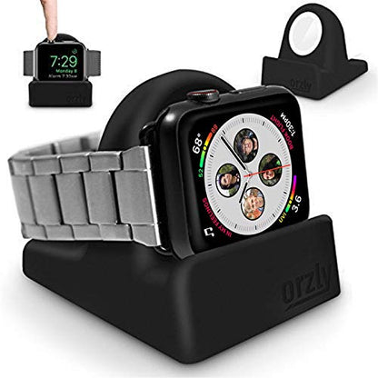 Orzly Elegant Apple Watch Charger Stand Apple Watch for All Series Ultra 49mm 2025 Series 10 46/42mm 9/8/7 45/ 41mm SE2/SE/6/5/4 44/40mm 3/2/1 42/38mm Durable TPU - Gift Boxed - Black