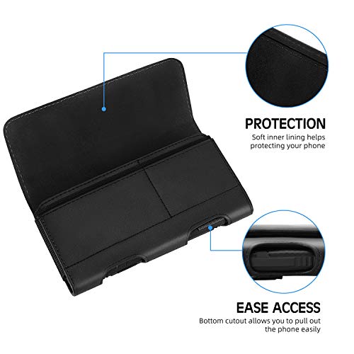 Mopaclle Leather Phone Holster with Heavy Duty Metal Belt Clip and Card Holder, Compatible with iPhone 17/16/15/14/13 Pro Max,17 Air and Galaxy S26/S25/S24/S23/S22 Plus and FE - Black - color: 01-Leather- Black, size: L(6.5x3.5x0.6)