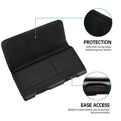 Mopaclle Leather Phone Holster with Heavy Duty Metal Belt Clip and Card Holder, Compatible with iPhone 17/16/15/14/13 Pro Max,17 Air and Galaxy S26/S25/S24/S23/S22 Plus and FE - Black - color: 01-Leather- Black, size: L(6.5x3.5x0.6)