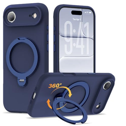 Case for iPhone Air with 360°Spin Stand,6.5" Dark Blue | Magnetic 360°Spin Stand,Compatible with Mag-Safe,Soft Silicone Air Phone Case - color: Dark Blue, size: Iphone Air
