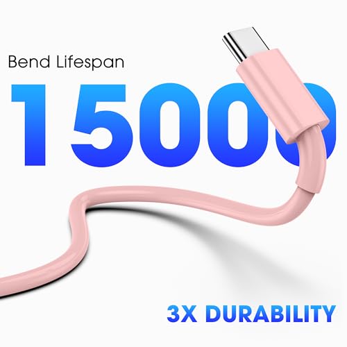 Apple USB C to USB C Cable, USBC Cable, Fast Charging, 3-Pack 6FT Pink - color: Pink, size: 6FT