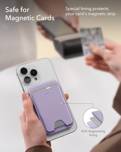 ESR Aura for MagSafe Wallet with Adjustable Stand, 5 Card Holder | RFID Blocking, MagSafe Ring Included, Magnetic Wallet for iPhone 17 Pro Max 17e 16 15 14 13 12, Selected Samsung, Lavender - color: Lavender