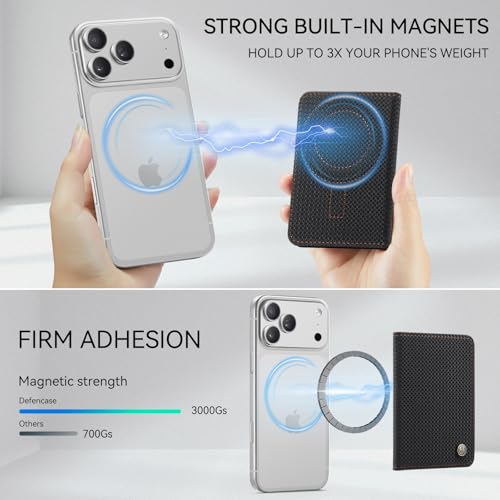 Defencase for Magsafe Wallet Magnetic Card Holder RFID Blocking, CF-Black - color: CF Black