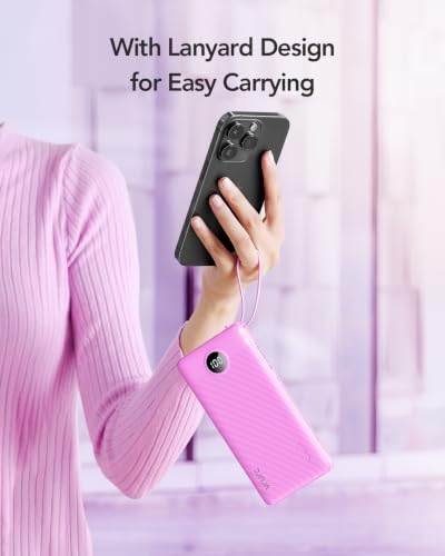 VRURC Portable Charger, Slim Power Bank Built-in 4 Cables, Travel Essential - color: Purple