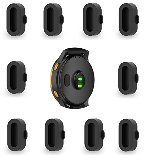 10 Pack Dust Plug Compatible with Garmin Fenix 8 7 7S 7X 6 6S 6X Pro 5 5S 5X Plus/Vivoactive 3/4/Venu Sq/Forerunner 245/935 Silicone Charger Port Protector Anti Dust Plugs Caps Cover - Black - color: Black