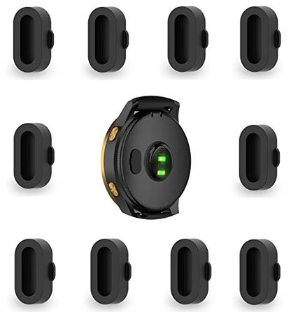 10 Pack Dust Plug Compatible with Garmin Fenix 8 7 7S 7X 6 6S 6X Pro 5 5S 5X Plus/Vivoactive 3/4/Venu Sq/Forerunner 245/935 Silicone Charger Port Protector Anti Dust Plugs Caps Cover - Black - color: Black