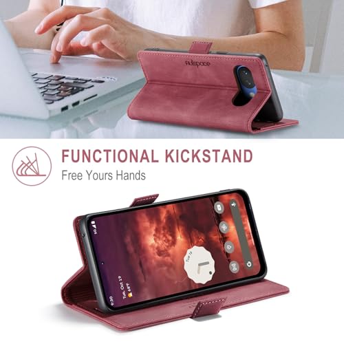 HAII Case for Google Pixel 10a 6.3",PU Leather Folio Flip Wallet Case with Card Holster Stand Kickstand Magnetic Closure Shockproof Phone Cover for Google Pixel 10a (Red) - color: Red