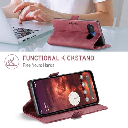HAII Case for Google Pixel 10a 6.3",PU Leather Folio Flip Wallet Case with Card Holster Stand Kickstand Magnetic Closure Shockproof Phone Cover for Google Pixel 10a (Red) - color: Red