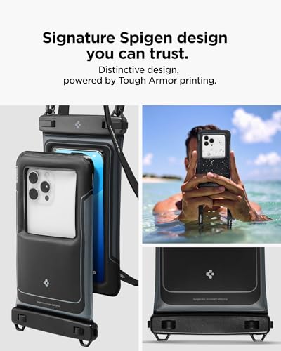 Spigen Aqua Shield Floating Waterproof Phone Pouch, Lanyard (2 Pack) | Outdoor Usage, For all iPhone Series, Pixel Series, Galaxy S/Z Fold Ultra/Z Fold/Flip Series Universal Compatibility - Black - color: Black