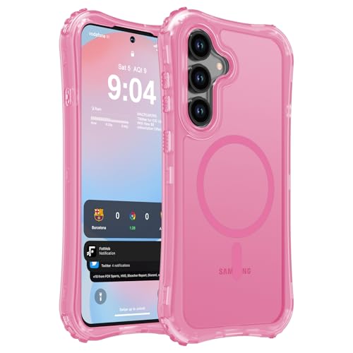 WRJ Magnetic Matte for Samsung Galaxy S26 FE Case,Samsung S25 FE Case [Fit for MagSafe][Military Grade Drop Protection] Translucent Shockproof Protective Phone Case-Pink - color: Pink, style: Matte