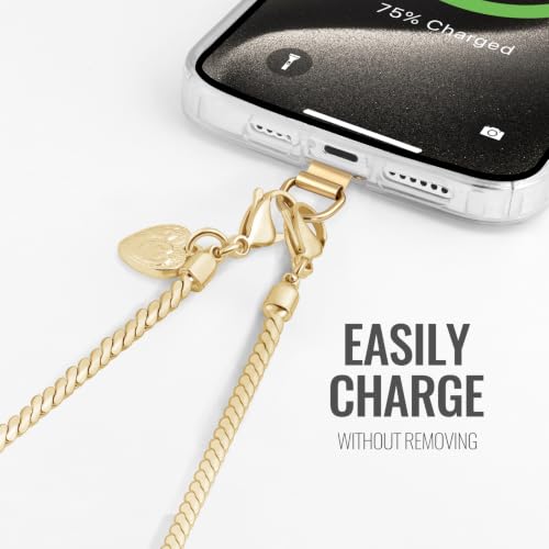 Phone Charm Strap Detachable Wrist Strap For iPhone Anti Theft Strap Phone Chain Wristlet - color: Pale Gold