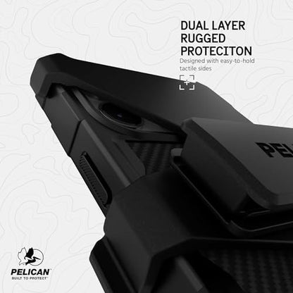Pelican Shield Series - iPhone 17e / 16e / 15/14 / 13 Case 6.1" [MagSafe] [21ft Military Grade Drop Protection] Rugged, Magnetic Case Kevlar Cover with Belt Clip Holster Kickstand - Black