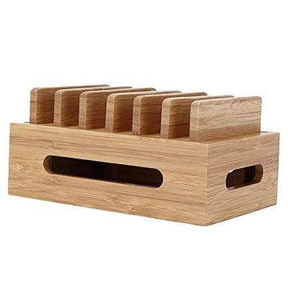 Buachois Bamboo Charging Station Universal Holder Docking Station for Phone Tablet Watch Earbuds