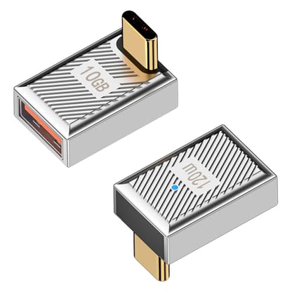 Duttek 90 Degree USB C to USB Adapter 10Gbps, 120W USB A to USB C 90 Degree Adapter 120W, USB 3.0 Female to Type C Male Charger Converter for Laptop, PC, Power Bank, Mac Book,iPad,Samsung Galaxy 2Pack - style: 90 Degree C Male to A Female Adapter