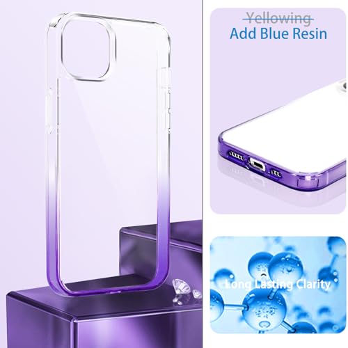 JJGoo Compatiable with iPhone 14 Case Clear, Transparent Shockproof Phone Case, Slim Anti-Scratch Hard PC Back Protective Cover Bumper, Gradient Purple - color: Gradient Purple