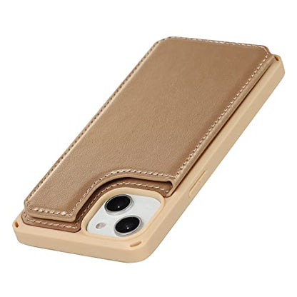 Cavor for iPhone 14 Wallet Case with Card Holder for Women, Golden - color: C-golden