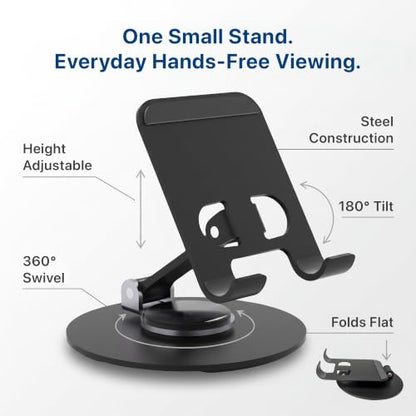 Uncaged Ergonomics Adjustable/Foldable Swivel Phone Stand for Desk (Black) - color: Black