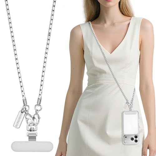 Dadanism Universal Phone Lanyard Crossbody, Silver - color: Silver, size: 128 cm
