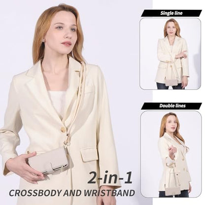 for iPhone 16 2-in-1 Magnetic Crossbody Wallet Case + Wrist Strap | Wireless Charging After Wallet Removal, Detachable Crossbody/Wrist Straps, Landscape Stand, Card Holder and Zipper Pocket - color: Cream apricot, size: iPhone 16