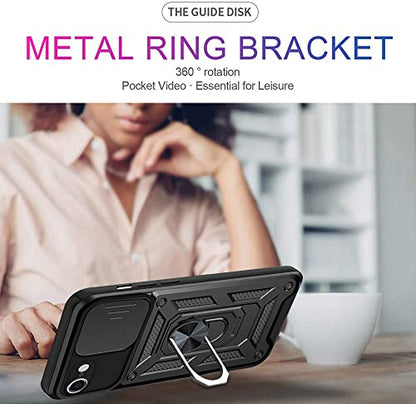 RKINC Case for iPhone SE 3 2, iPhone 7, 8 Case with Slide Camera Cover & Rotated Ring Kickstand Military Grade Shockproof with Magnetic Car Mount Holder Cover, Navy Blue - color: Navy Blue, size: iPhone SE 3 2, iPhone 7, 8