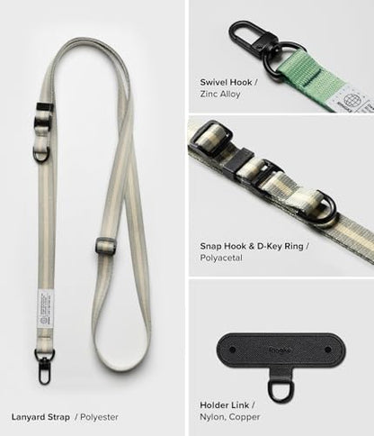Ringke Holder Link Snap Hook Lanyard for Universal Cell Phone Case, Adjustable Crossbody Phone Lanyard - color: Leaf Green