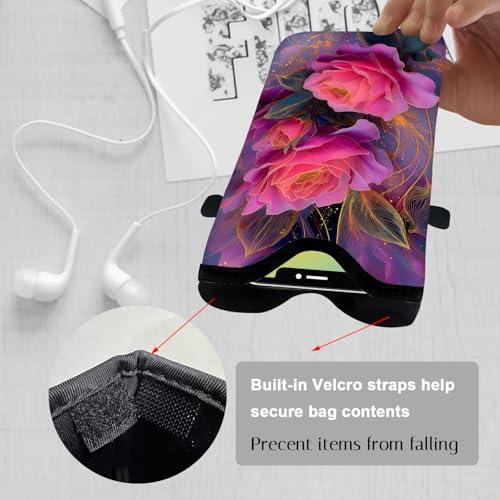 Neoprene Cell Phone Sleeve Pouch Case Bag with Crossbody Strap Neck Lanyard for Women 7.1 X 3.9 in Beautiful Flowers - color: Beautiful Flowers