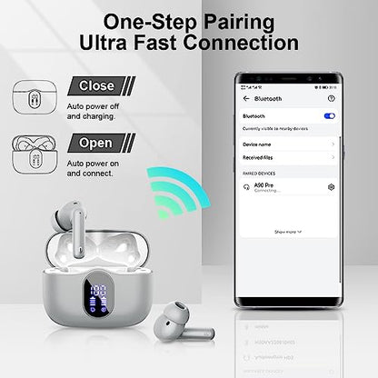 Wireless Earbuds, Bluetooth 5.4 Headphones Bass Stereo, Graphite Gray - color: Graphite Gray